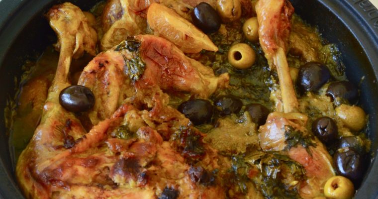 Le tajine au poulet, citrons confits et olives de Christine