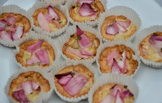 Tartes sablées parmesan aux oignons rouges et comté