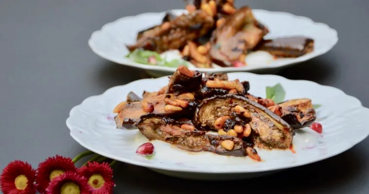 Aubergine with black garlic my way