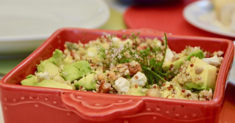 My cauliflower, avocado, pomegranate & quinoa salad