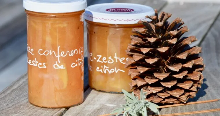 Juicy pear and lemon zest marmalade