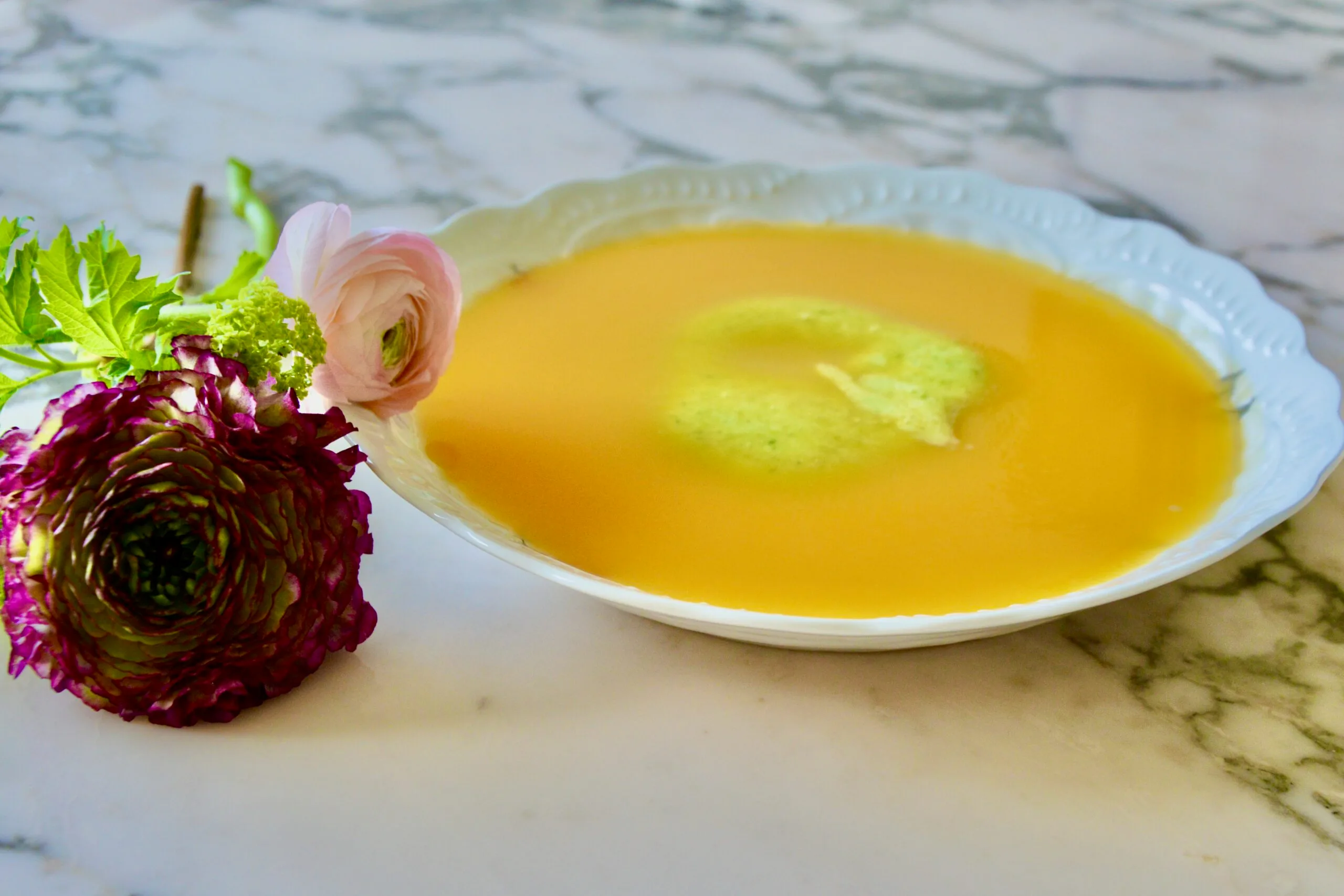 la crème de potimarron et courgette