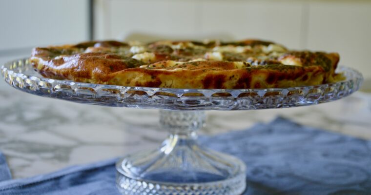 Goat cheese and fresh mint pie