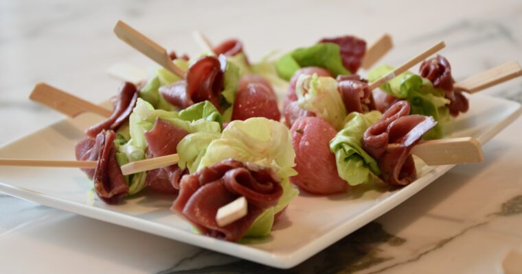 Smoked Duck Filet with Radish Skewers