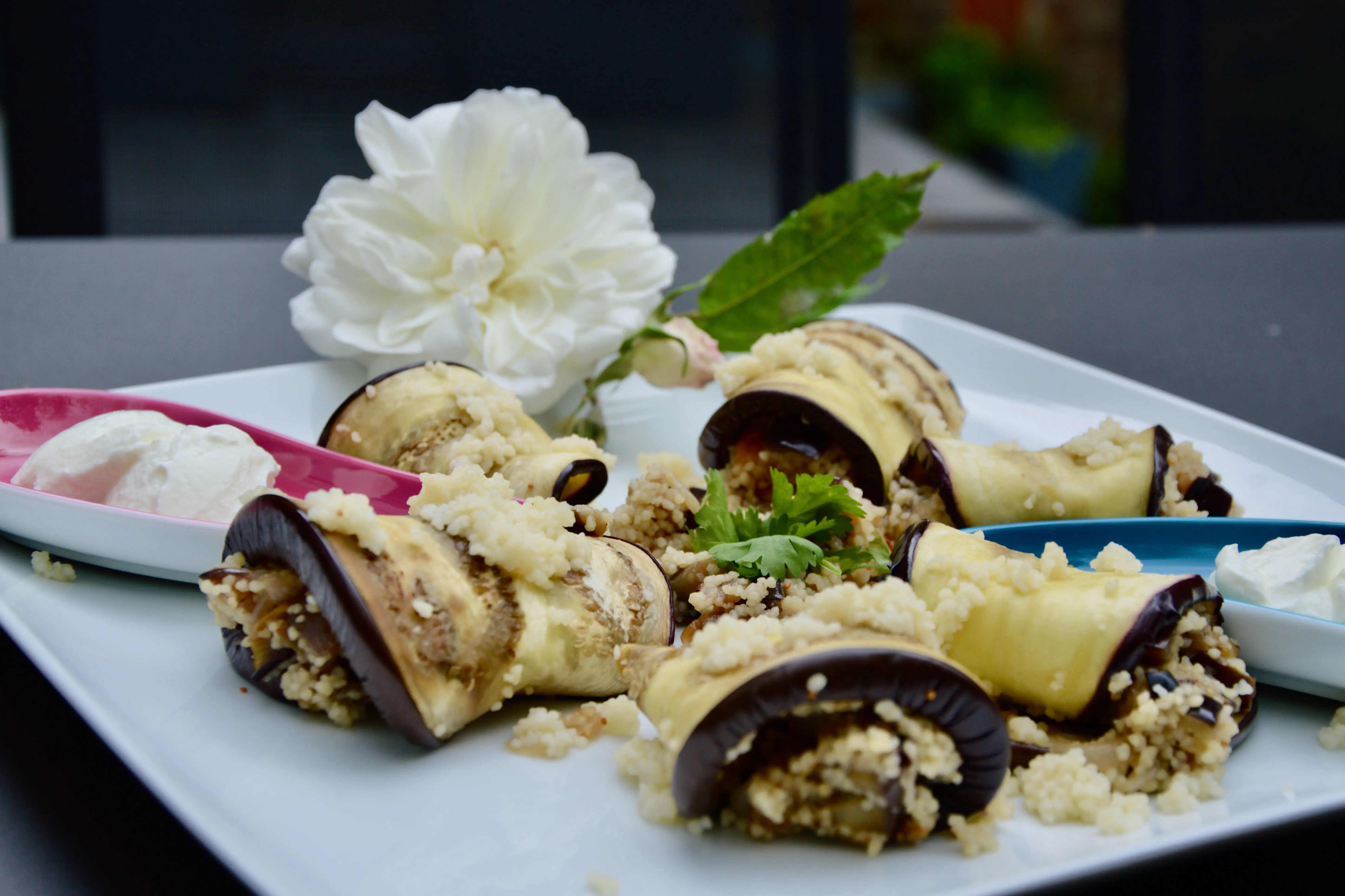 Roulés d’aubergines à la marocaine