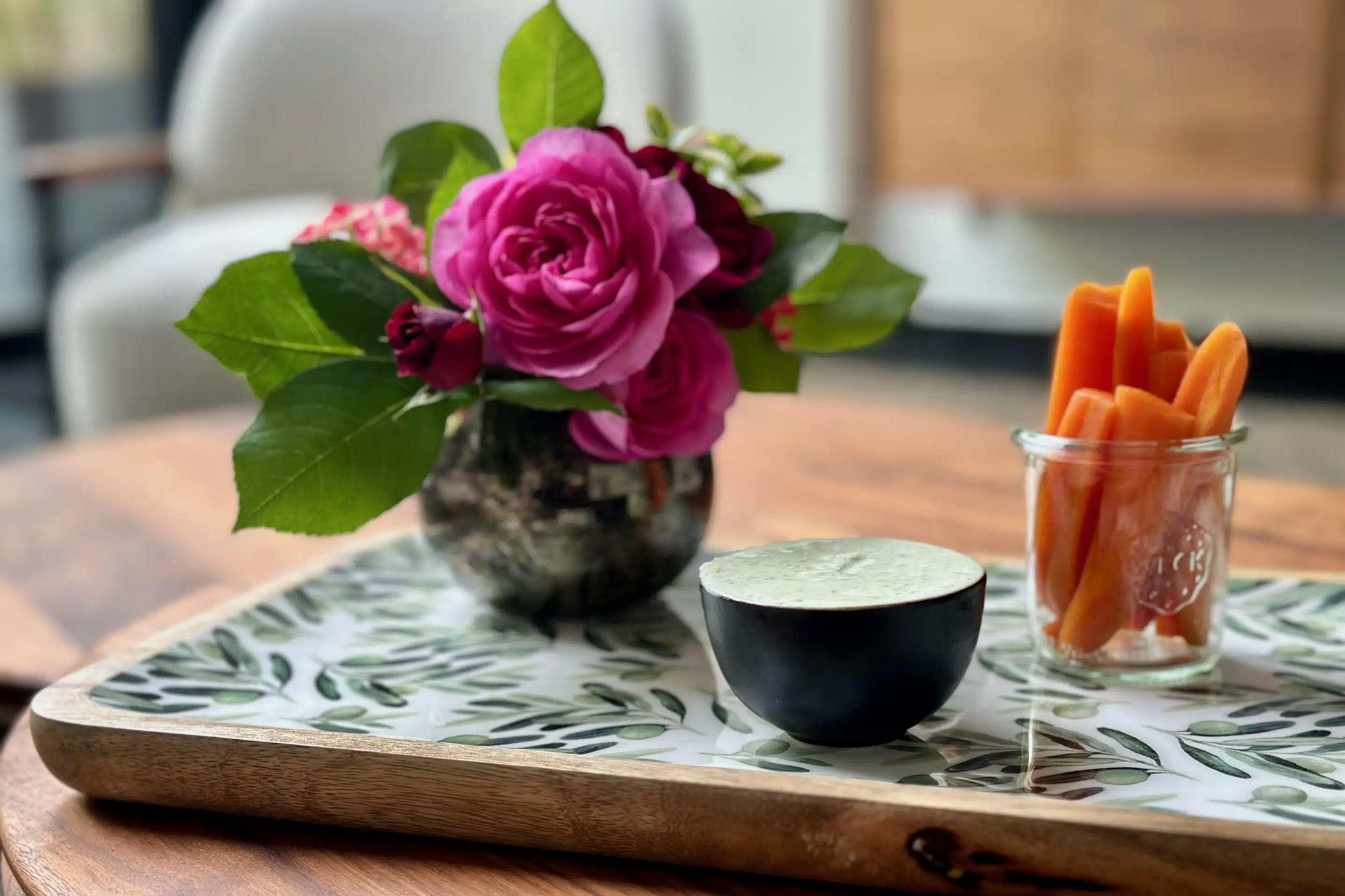 Pickled carrots and whipped feta dip