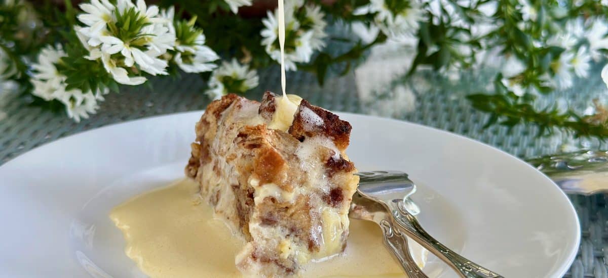 Le bread pudding et sa crème bourbon