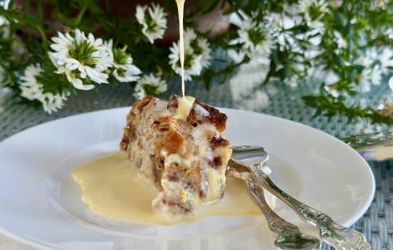 Le bread pudding et sa crème bourbon