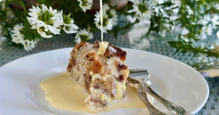 Le bread pudding et sa crème bourbon